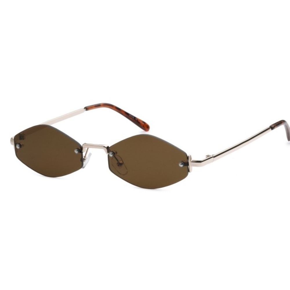 Brown Rimless Matrix Sunglasses